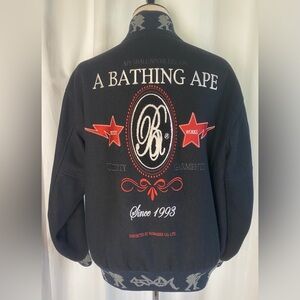 Vintage A Bathing Ape Bape Stash Varsity Bomber Embroidered Jacket 2005 XL Rare